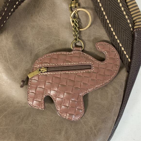 Chala Handbag Shoulder Purse Tote Bag with Elephant Charm, Stone Gray - Picture 12 of 12